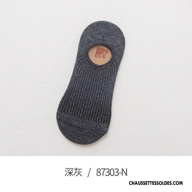 Chaussettes Invisibles Homme Printemps Le Nouveau Respirant 100% Coton Chaussette Basse Coupée Été Couleurs De Bonbons Gris Clair Foncé