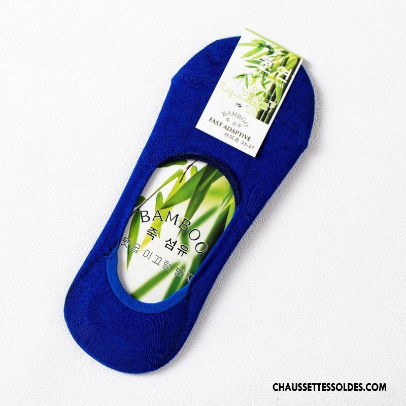 Chaussettes Invisibles Homme Printemps Été Fibre Chaussette Basse Coupée Bambou Chaussette Courte Pure Bleu