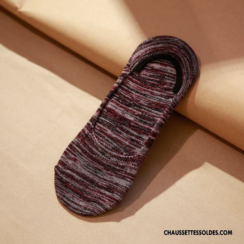 Chaussettes Invisibles Homme Rayé Style National Personnalité Le Nouveau 100% Coton Marron / Brun