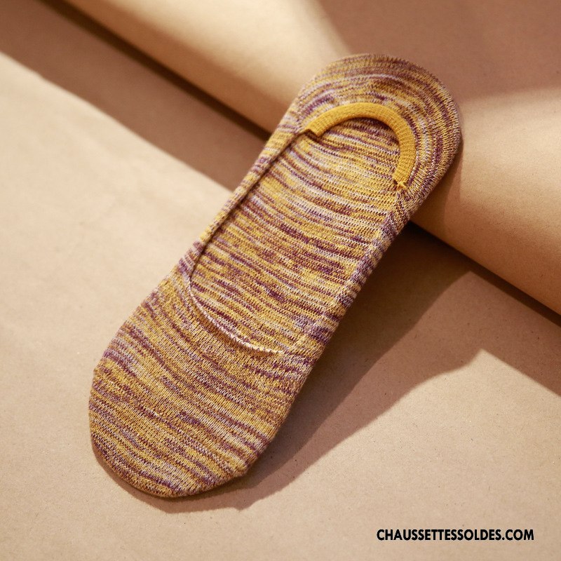 Chaussettes Invisibles Homme Rayé Style National Personnalité Le Nouveau 100% Coton Marron / Brun