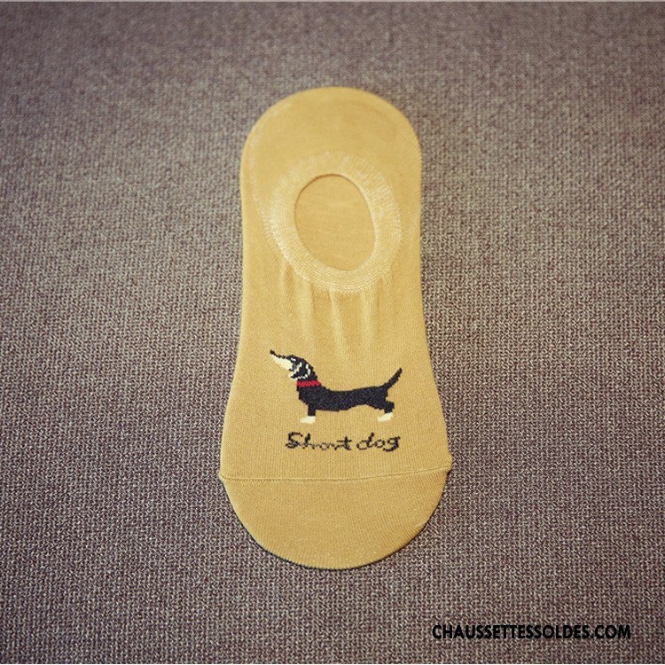 Chaussettes Invisibles Homme Respirant Antidérapant Silicone Chaussettes En Coton Mocassin Dessin Animé Jaune Clair
