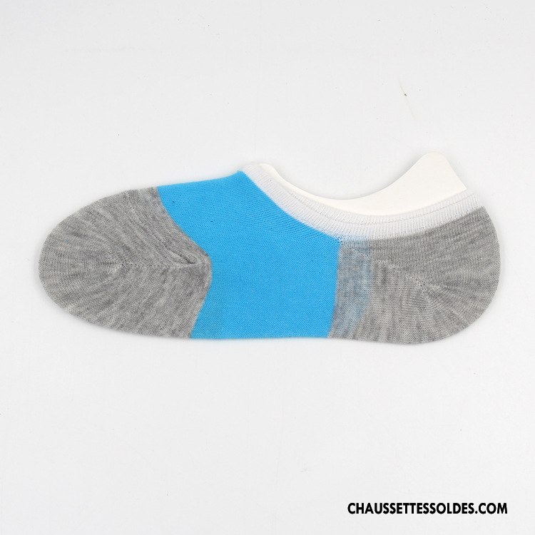 Chaussettes Invisibles Homme Respirant Chaussette Basse Coupée Anti-odeur Casual Été Épissure Gris Clair