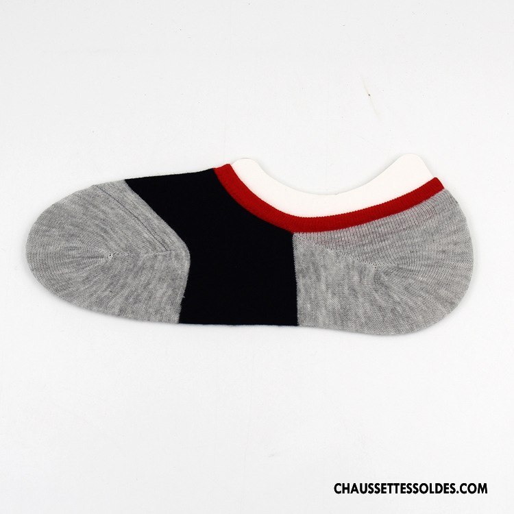Chaussettes Invisibles Homme Respirant Chaussette Basse Coupée Anti-odeur Casual Été Épissure Gris Clair