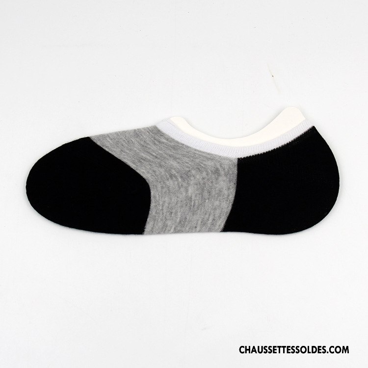 Chaussettes Invisibles Homme Respirant Chaussette Basse Coupée Anti-odeur Casual Été Épissure Gris Clair