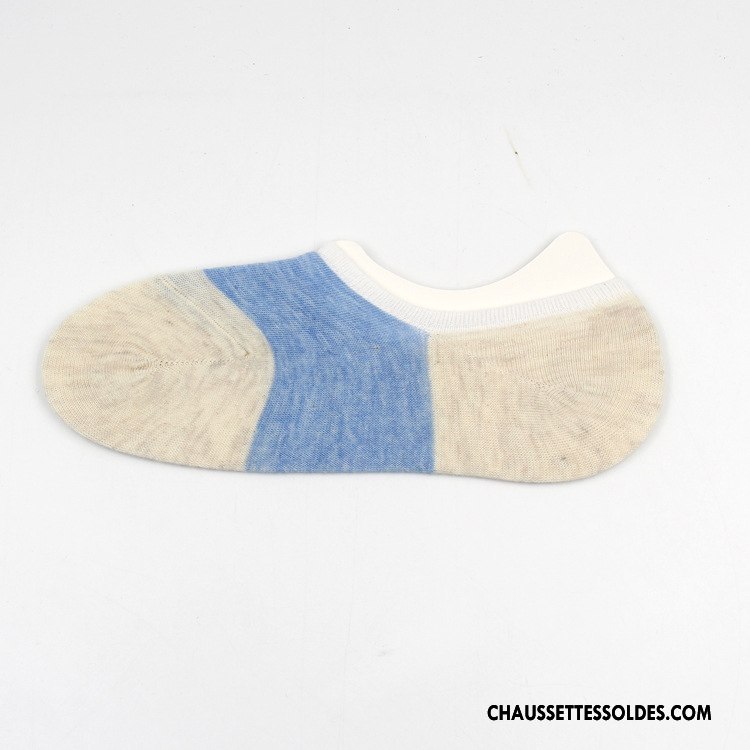 Chaussettes Invisibles Homme Respirant Chaussette Basse Coupée Anti-odeur Casual Été Épissure Gris Clair