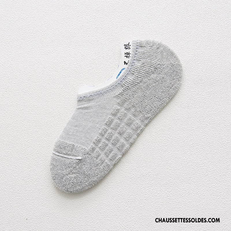 Chaussettes Invisibles Homme Serviette Anti-off Silicone Été Absorber La Sueur Chaussette Basse Coupée Noir