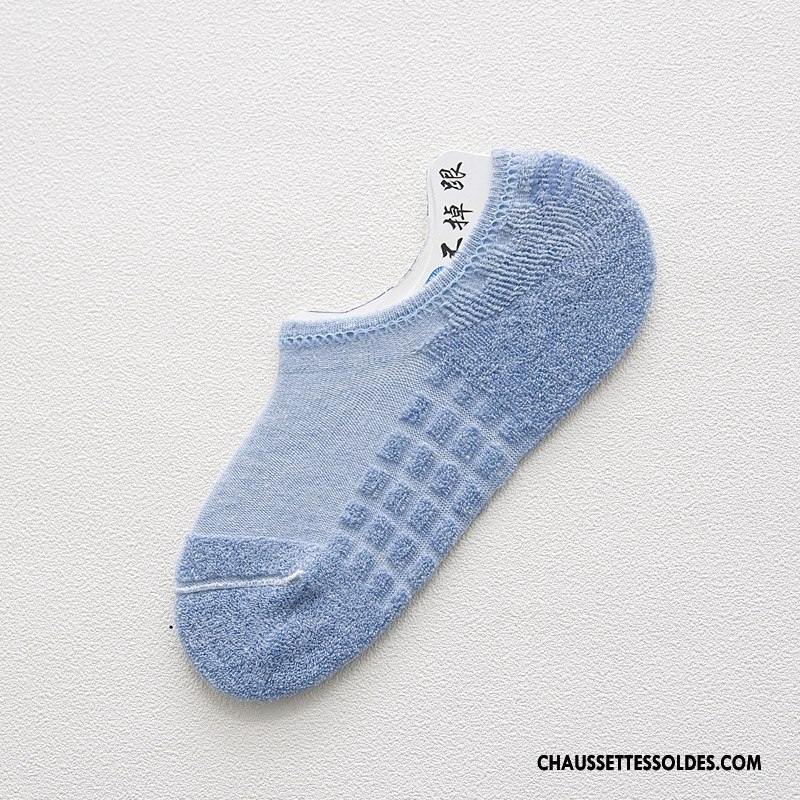 Chaussettes Invisibles Homme Serviette Anti-off Silicone Été Absorber La Sueur Chaussette Basse Coupée Noir