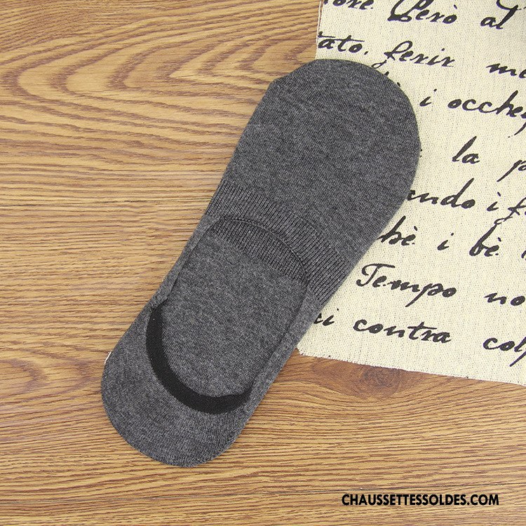 Chaussettes Invisibles Homme Silicone Antidérapant Été Le Nouveau Printemps 100% Coton Pure Noir Clair