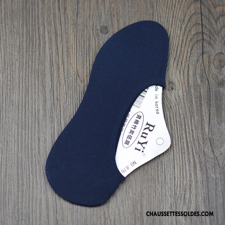 Chaussettes Invisibles Homme Silicone Chaussette Basse Coupée Antidérapant Ultra Casual Velours Pure Bleu