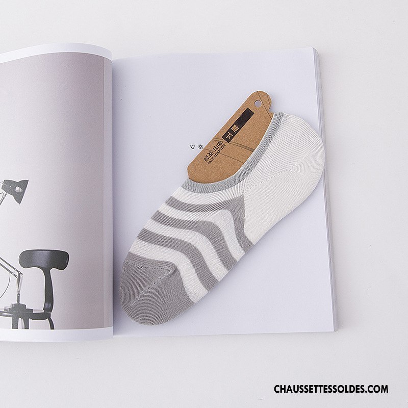 Chaussettes Invisibles Homme Silicone Chaussettes En Coton Antidérapant Chaussette Courte Rayé Nouvelles Arrivées Bleu Clair