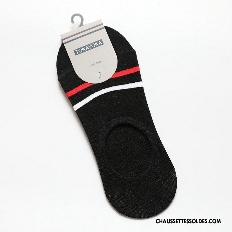 Chaussettes Invisibles Homme Silicone Chaussettes En Coton Rayé À La Mode Livraison Gratuite Antidérapant Noir Clair