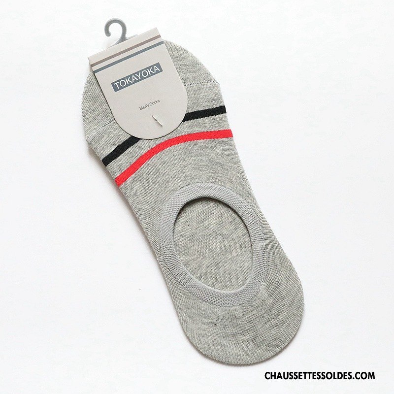 Chaussettes Invisibles Homme Silicone Chaussettes En Coton Rayé À La Mode Livraison Gratuite Antidérapant Noir Clair