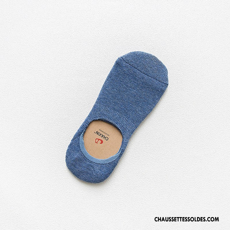 Chaussettes Invisibles Homme Terry Nouvelles Arrivées Chaussette Basse Coupée Renforcé Plus De Velours Pure Bleu