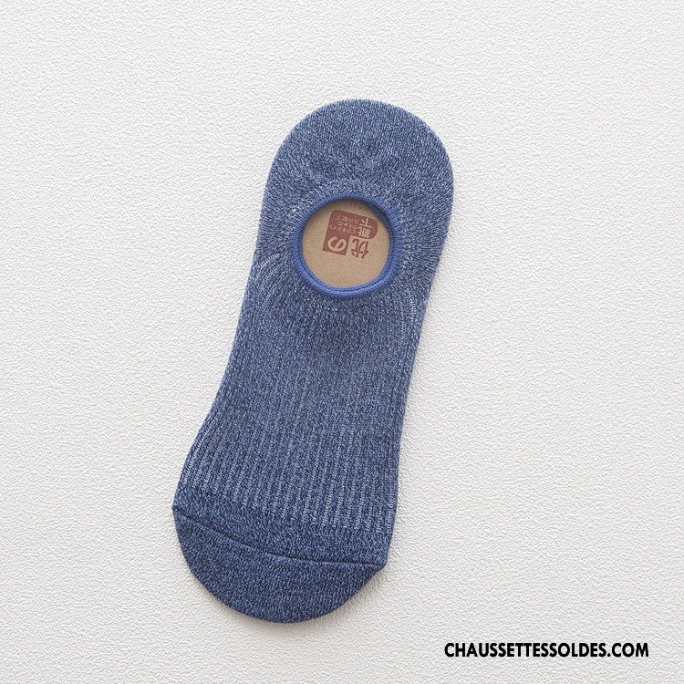 Chaussettes Invisibles Homme Tous Les Assortis 100% Coton Été Absorber La Sueur Chaussette Courte Anti-odeur Pure Bleu Clair