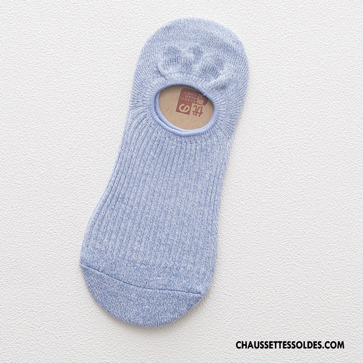 Chaussettes Invisibles Homme Tous Les Assortis 100% Coton Été Absorber La Sueur Chaussette Courte Anti-odeur Pure Bleu Clair