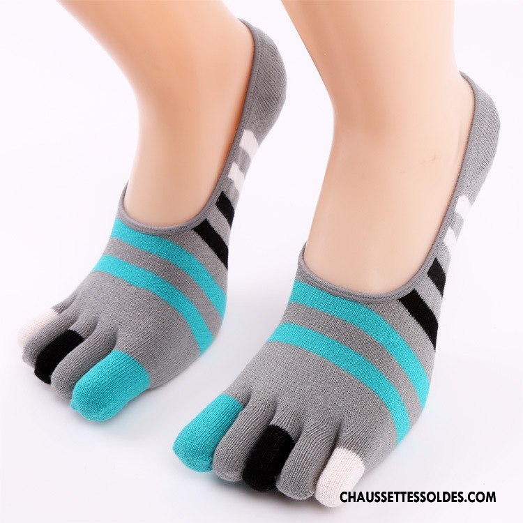 Chaussettes Invisibles Homme Très Mince Cinq Doigts Nouveau Respirant Matelassé Engrener Blanc Clair