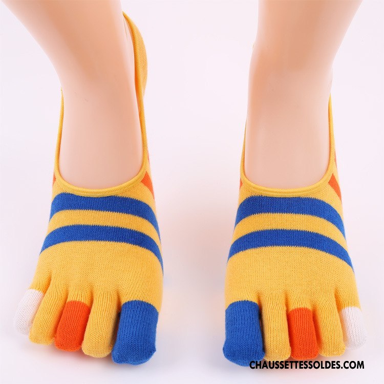 Chaussettes Invisibles Homme Très Mince Cinq Doigts Nouveau Respirant Matelassé Engrener Blanc Clair