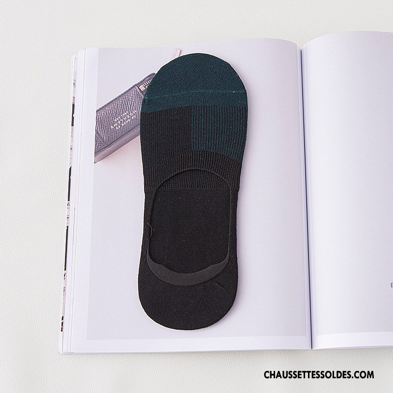 Chaussettes Invisibles Homme Été Antidérapant Grande Taille Silicone Chaussette Basse Coupée 100% Coton Bleu Clair