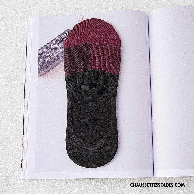 Chaussettes Invisibles Homme Été Antidérapant Grande Taille Silicone Chaussette Basse Coupée 100% Coton Bleu Clair