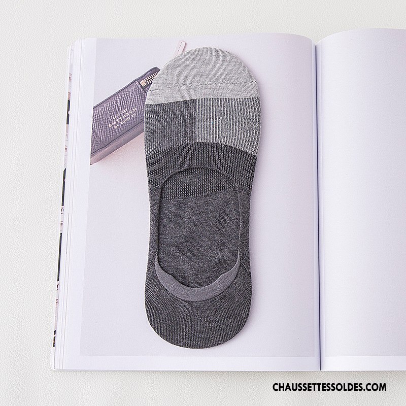 Chaussettes Invisibles Homme Été Antidérapant Grande Taille Silicone Chaussette Basse Coupée 100% Coton Bleu Clair