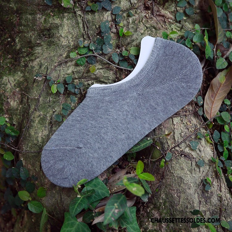 Chaussettes Invisibles Homme Été Chaussette Basse Coupée Coton Bio Antidérapant Pure Noir Clair