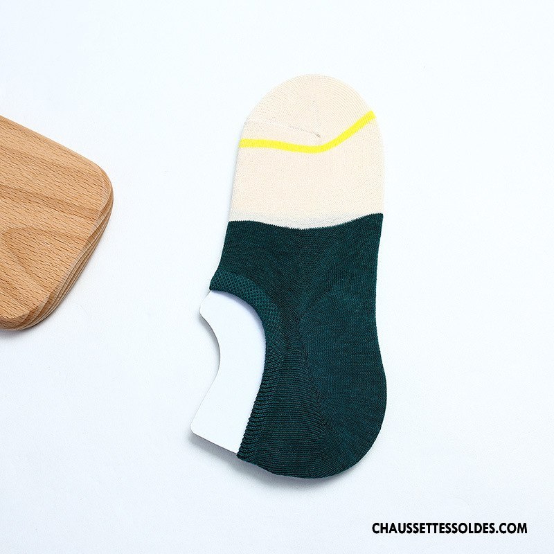 Chaussettes Invisibles Homme Été Chaussettes En Coton Printemps Le Nouveau Casual Couleurs Mixtes Noir