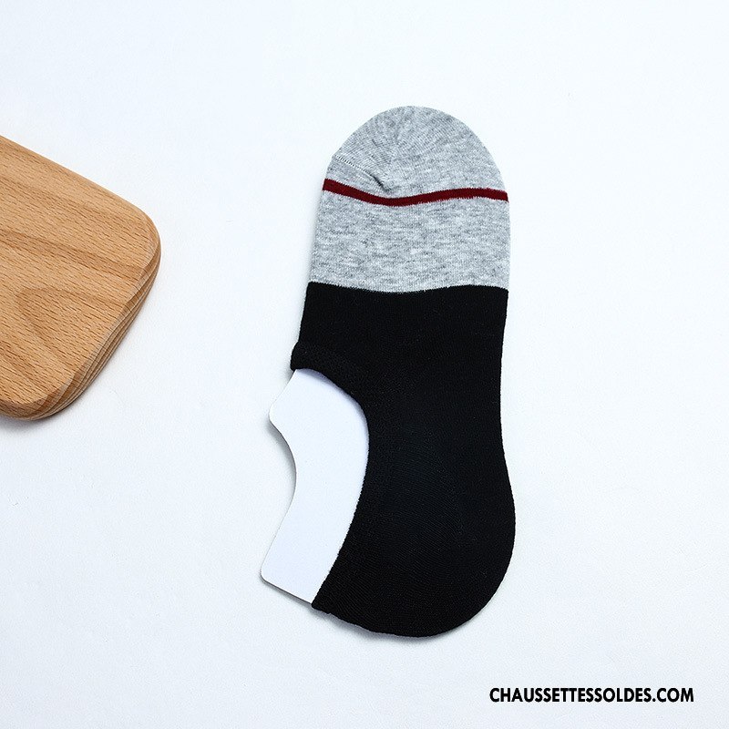 Chaussettes Invisibles Homme Été Chaussettes En Coton Printemps Le Nouveau Casual Couleurs Mixtes Noir