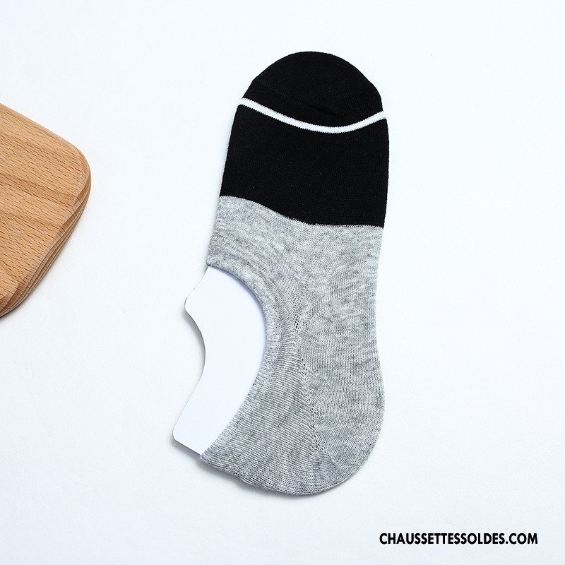 Chaussettes Invisibles Homme Été Chaussettes En Coton Printemps Le Nouveau Casual Couleurs Mixtes Noir