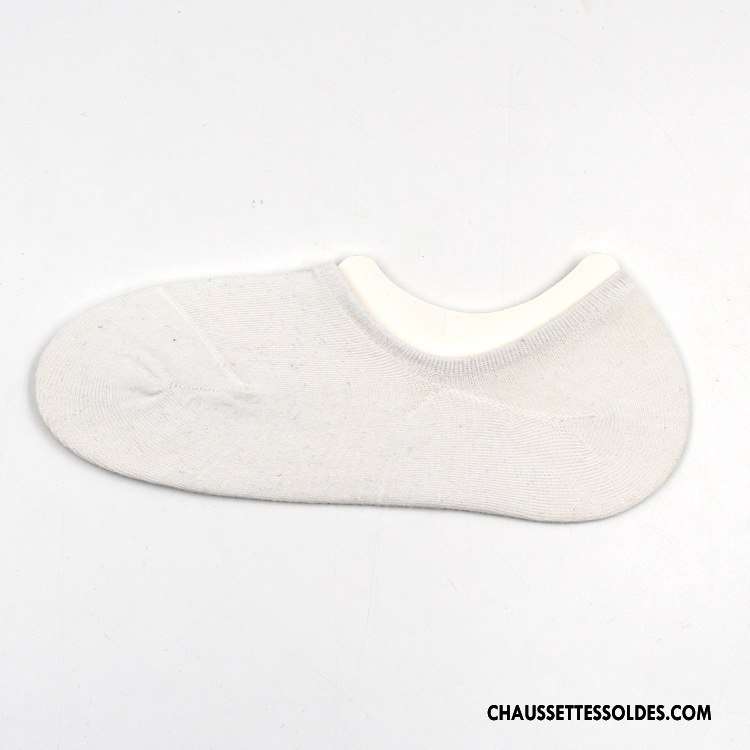 Chaussettes Invisibles Homme Été Le Nouveau 100% Coton Respirant Silicone Chaussette Courte Pure Gris