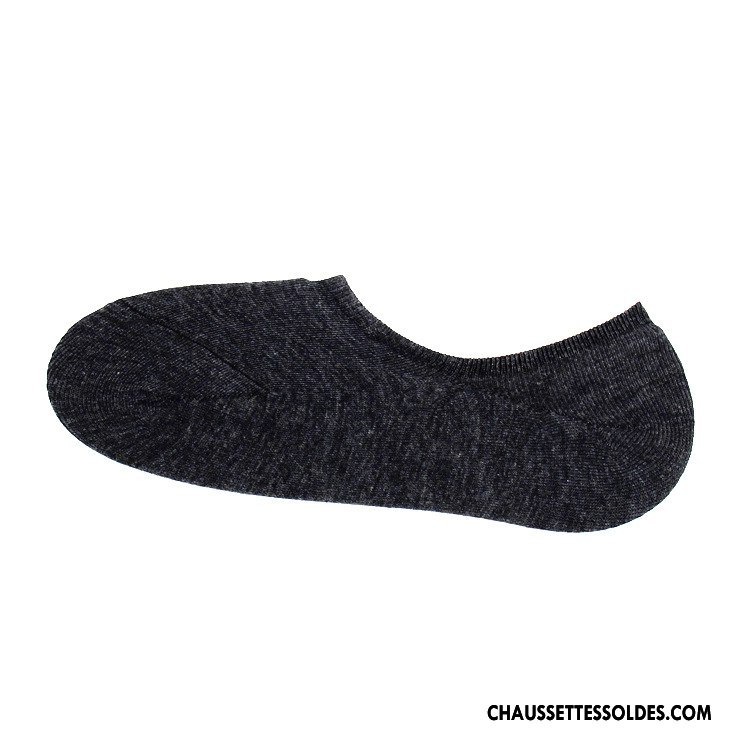 Chaussettes Invisibles Homme Été Le Nouveau 100% Coton Respirant Silicone Chaussette Courte Pure Gris