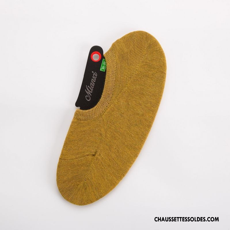 Chaussettes Invisibles Homme Été Le Nouveau Printemps Chaussette Basse Coupée 100% Coton Couleurs Mixtes Jaune