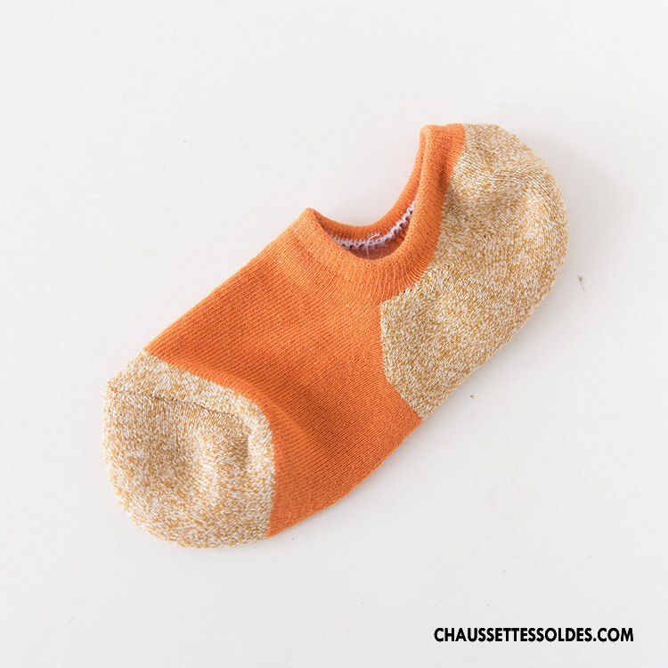 Chaussettes Invisibles Homme Été Le Nouveau Terry Anti-off Matelassé Orange