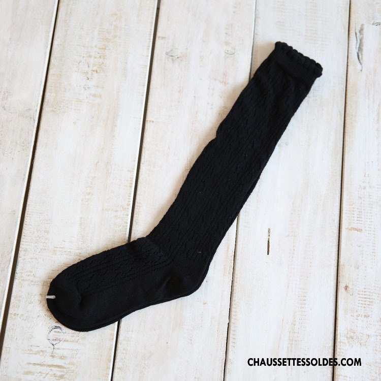 Chaussettes Longues Femme 100% Coton Creux Guipure Milieu Mode Marron / Brun