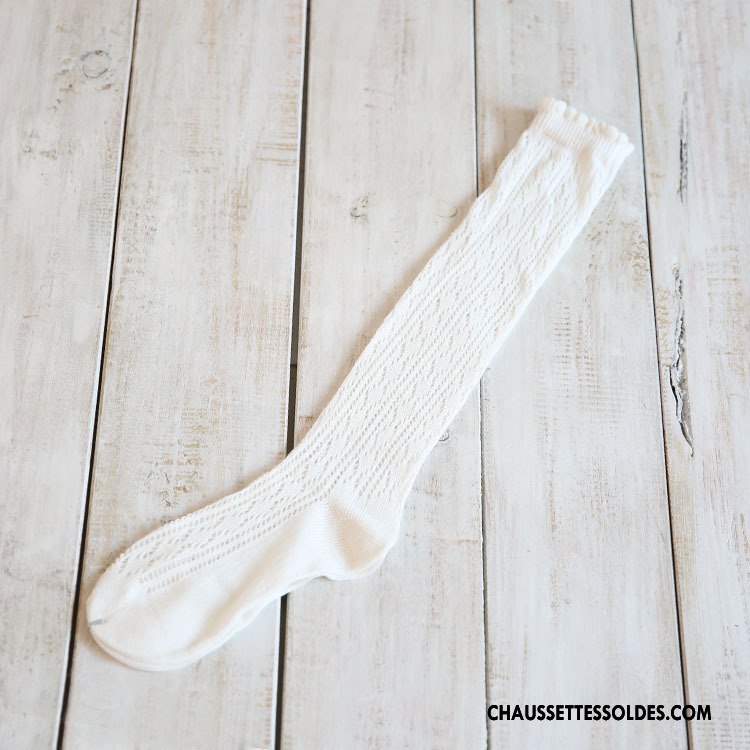 Chaussettes Longues Femme 100% Coton Creux Guipure Milieu Mode Marron / Brun