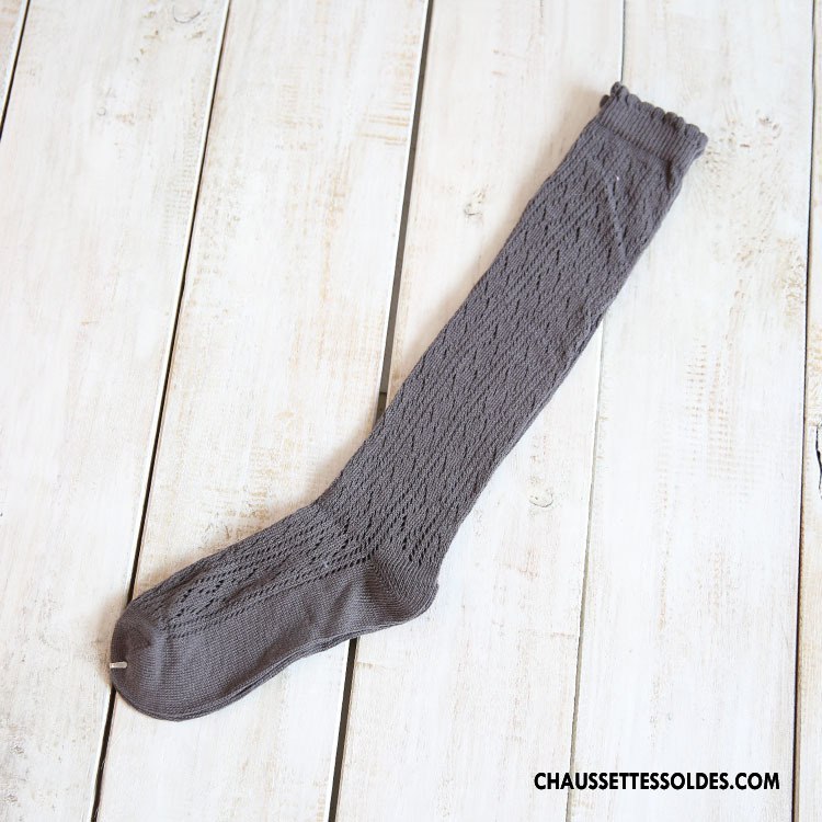 Chaussettes Longues Femme 100% Coton Creux Guipure Milieu Mode Marron / Brun