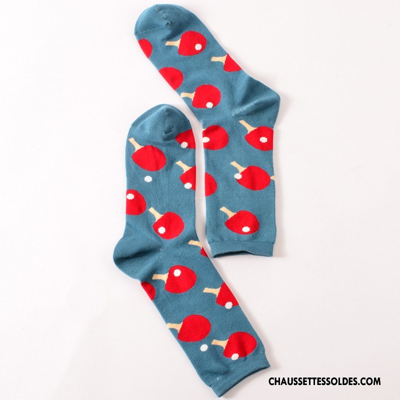 Chaussettes Longues Femme 100% Coton Géométrie Lovers Homme Long Stock Britanique Couleur De Contraste Bleu