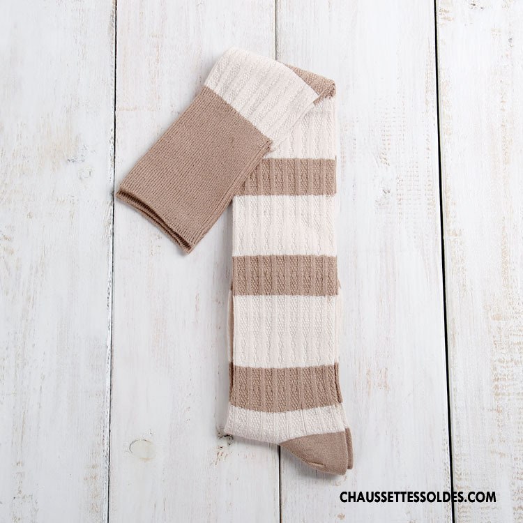 Chaussettes Longues Femme 100% Coton Haute Gros Couleurs Mixtes Marron / Brun