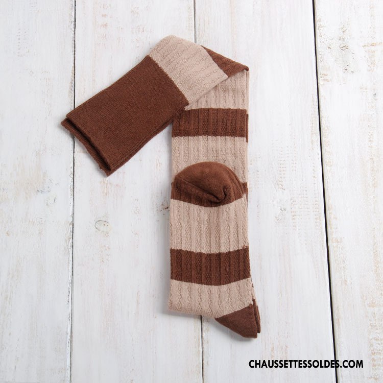 Chaussettes Longues Femme 100% Coton Haute Gros Couleurs Mixtes Marron / Brun