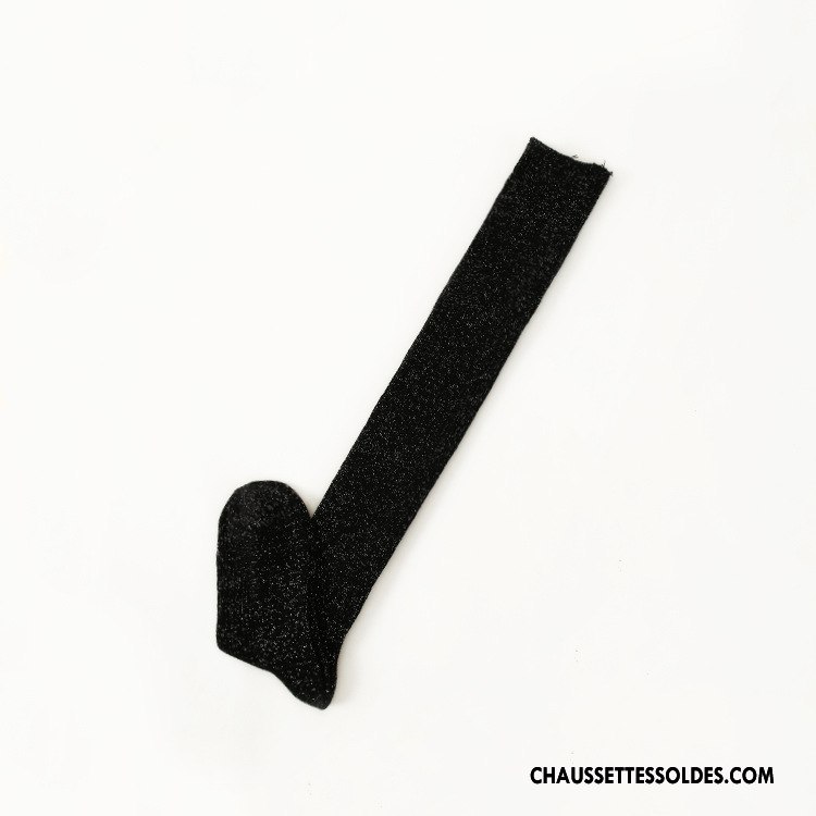 Chaussettes Longues Femme 100% Coton Rayé L'automne Brillant Hiver Argent Gris