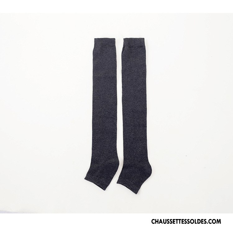 Chaussettes Longues Femme Antidérapant Hiver 100% Coton L'automne Gris
