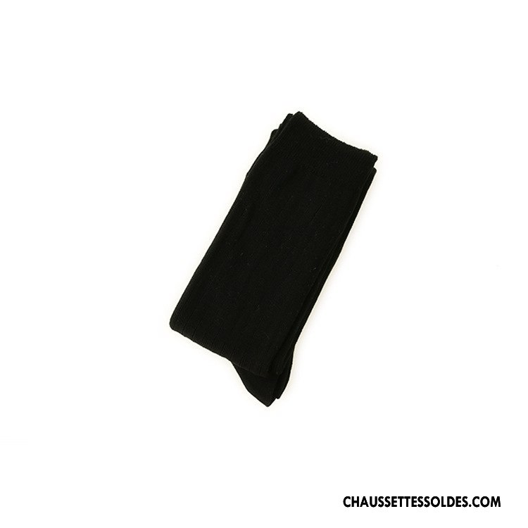 Chaussettes Longues Femme Antidérapant Hiver L'automne 100% Coton Rayé Gris