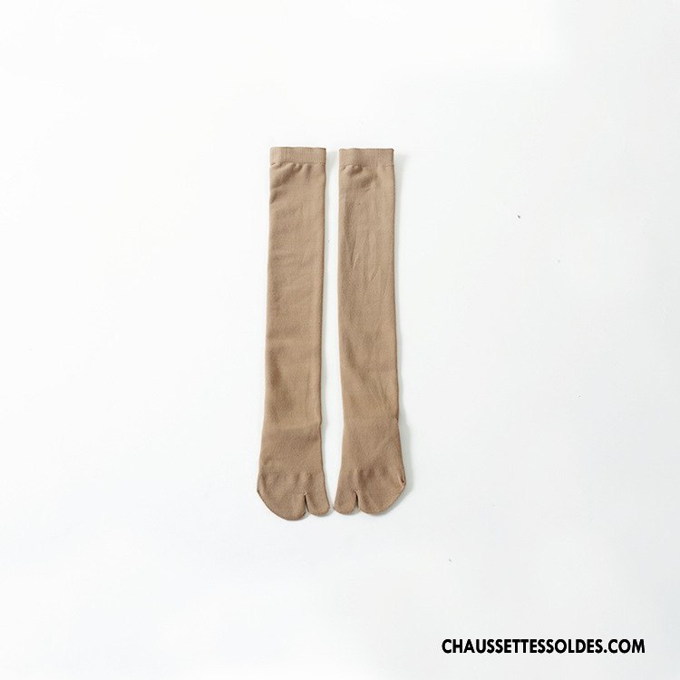 Chaussettes Longues Femme Antidérapant Nylon Gris