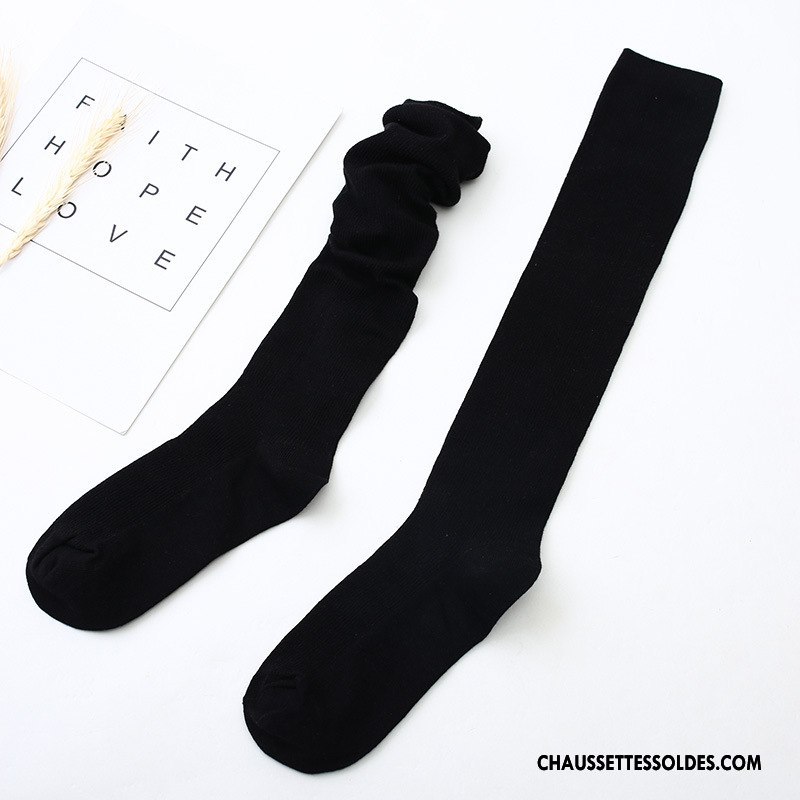 Chaussettes Longues Femme Bonbons Haute 100% Coton Chaussette À Genou Dame Pure Jaune