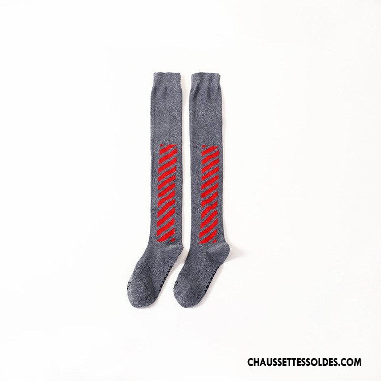 Chaussettes Longues Femme Britanique L'automne Hiver 100% Coton Antidérapant Gris
