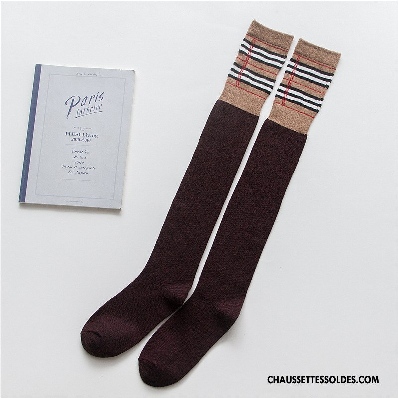 Chaussettes Longues Femme Britanique Vent D'université Hiver L'automne Nouvelles Arrivées Coton Bio Noir