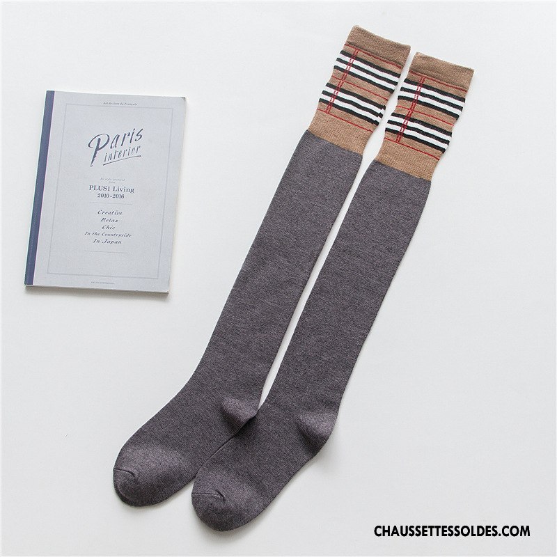 Chaussettes Longues Femme Britanique Vent D'université Hiver L'automne Nouvelles Arrivées Coton Bio Noir