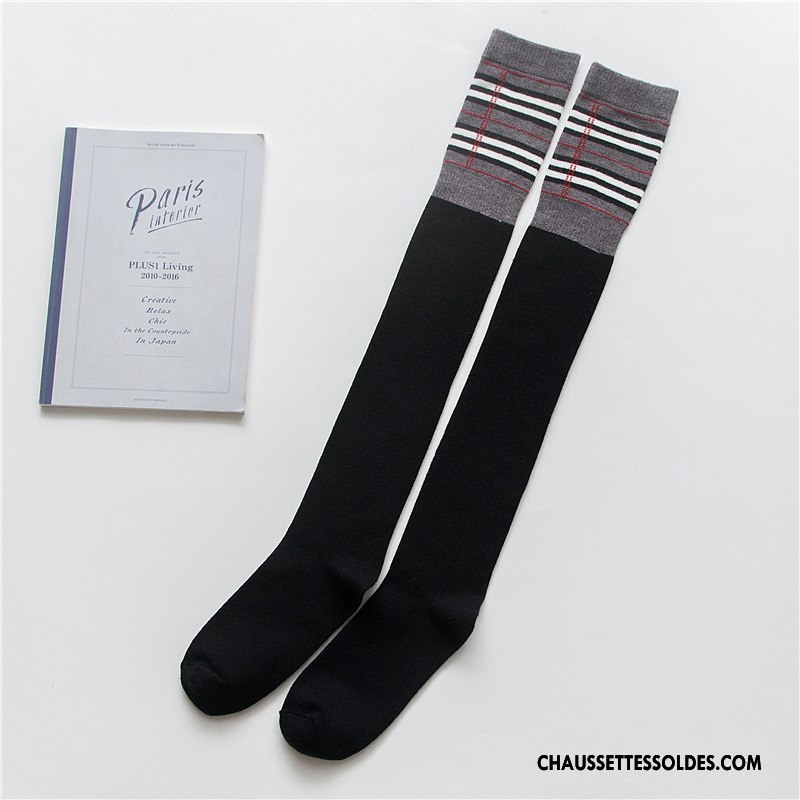 Chaussettes Longues Femme Britanique Vent D'université Hiver L'automne Nouvelles Arrivées Coton Bio Noir