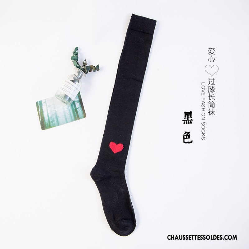 Chaussettes Longues Femme Charmant Haute Vent D'université Chaussette Longue Amour Modèle Blanc
