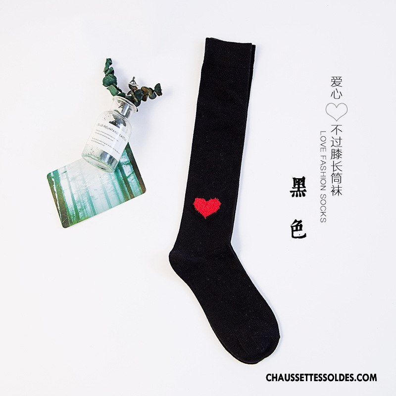 Chaussettes Longues Femme Charmant Haute Vent D'université Chaussette Longue Amour Modèle Blanc