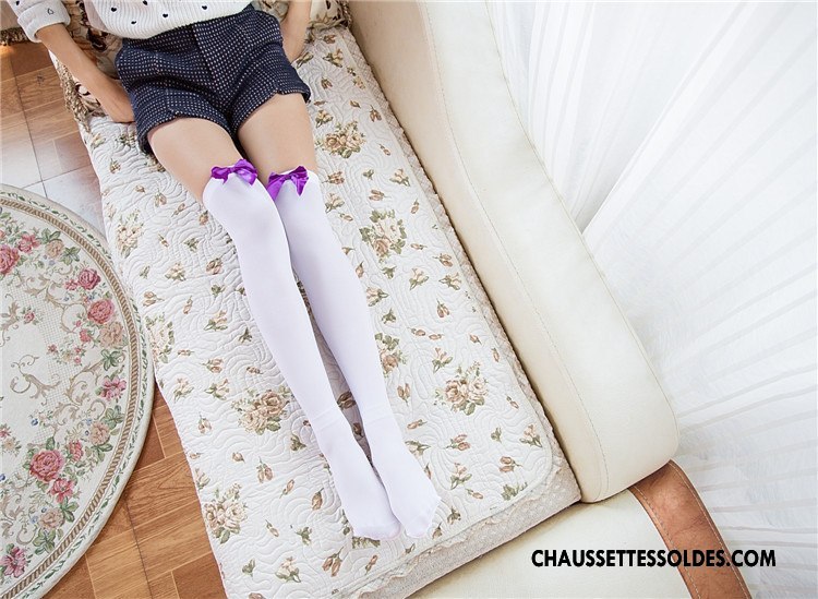 Chaussettes Longues Femme Chaussette De Noël Dame Velours Charmant Papillon Long Stock Blanc